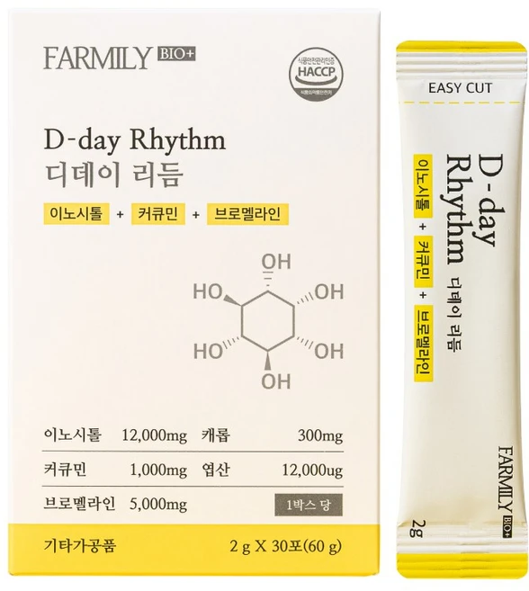 팜밀리 디데이리듬 이노시톨 엽산 브로멜라인 커큐민, 1개, 30회분 - 쿠팡