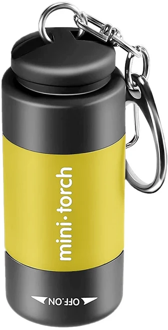 1PC 미니 키 체인 포켓 토치 USB 충전식 LED 라이트 손전등 램프 방수 키 체인 라이트, [04] YELLOW, Yellow, 1개