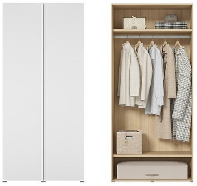 한샘 바이엘 채널 옷장 화이트 90cm(높이216cm) 행거형 C타입