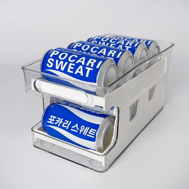 좋은생활 캔음료 디스펜서 2단트레이 뚱캔 음료수 정리트레이 냉장고 정리, 1개
