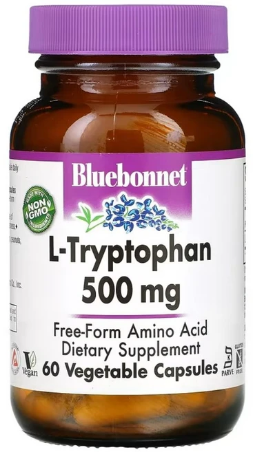 블루보넷 L-트립토판 500mg 베지터블 캡슐 무설탕 글루텐 프리, 기본 × 60정 × 1개, 60정, 1개 - 쿠팡