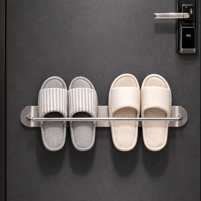 핫쏘잇 2인용 무타공 마그네틱 실내화 거치대, 1개, 애쉬그레이