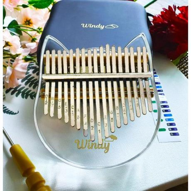 윈디 풀구성품 제공 17음계 투명 아크릴 플레이트 칼림바 wc-17c, WC-17C (냥이크리스탈), 1개