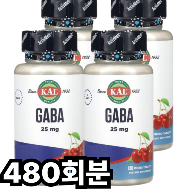 Kal 가바 25mg 마이크로 타블렛 체리, 1개, 480회분