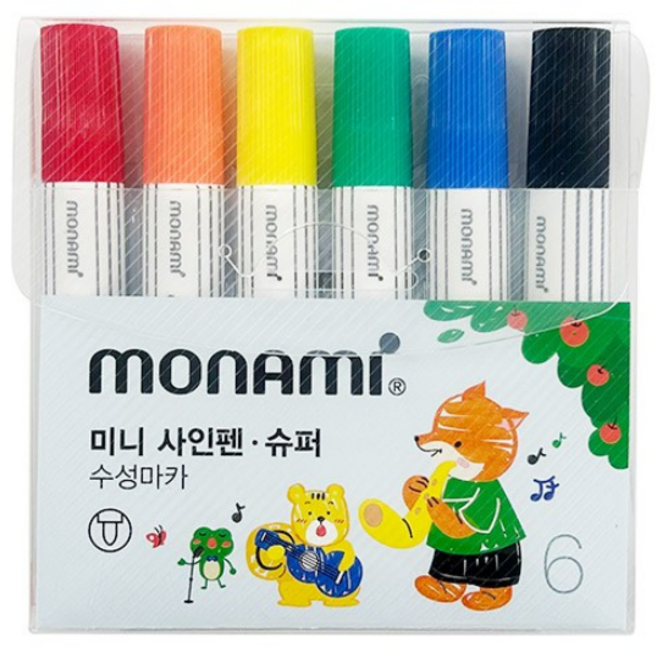 모나미 mini 사인펜 슈퍼 6색 세트, 혼합색상, 2세트
