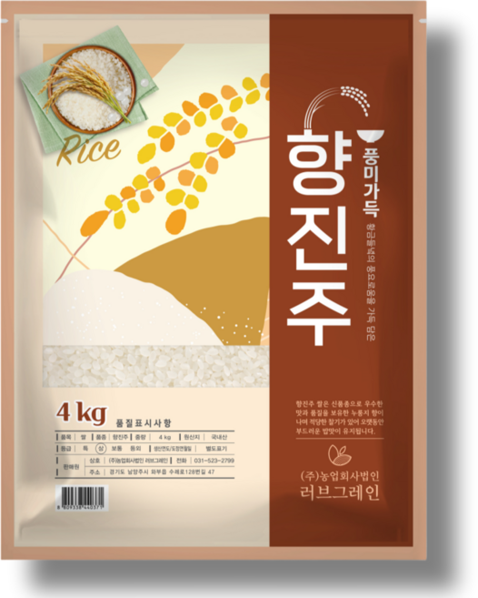 향진주 쌀 누룽지향 쌀 단일품종, 상등급, 1개, 4kg