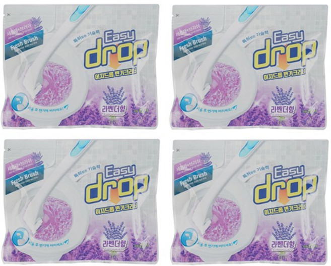 이지드롭 변기크리너 리필 브러쉬 라벤더향 4개입, 바이올렛, 4개
