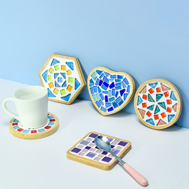 우드 타일 티코스터 만들기 세트, 별하늘