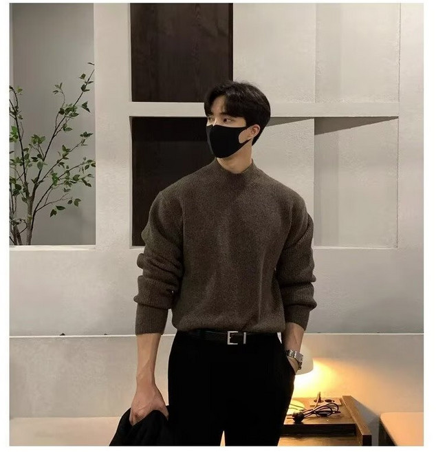 style dr 남자 머슬핏 긴팔 니트 어깨넓어보이는 긴팔 티셔츠