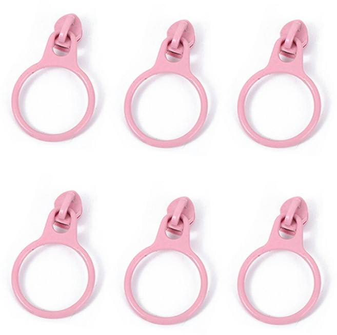 3호 링 지퍼 슬라이더, 6개, 핑크