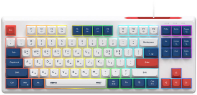 앱코 저소음 멤브레인 87키 유선 텐키리스 키보드, BLUE, MK87, 제조사축