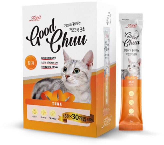펫리서치 짜먹는 고양이 간식 츄, 참치, 15g, 60개