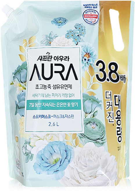 샤프란 AURA 초고농축 섬유유연제 스모키머스크 리필, 2.3L, 2개