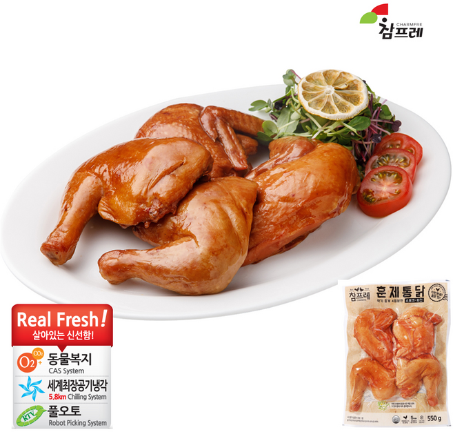 참프레-훈제 통닭 550g /4조각/호프/안주/간편조리, 3개