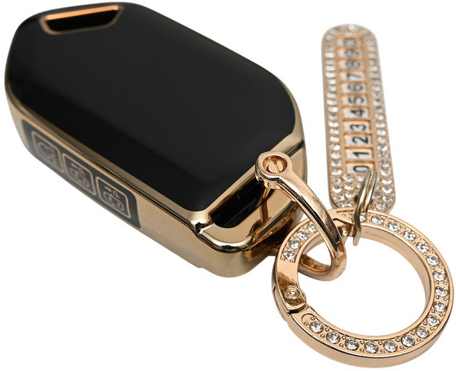 기아 EV 9 3 4 쏘렌토 카니발 호환 TPU 스마트 키 자동차 케이스 번호판 키홀더 키링, 7버튼 TA71_KH03, 블랙