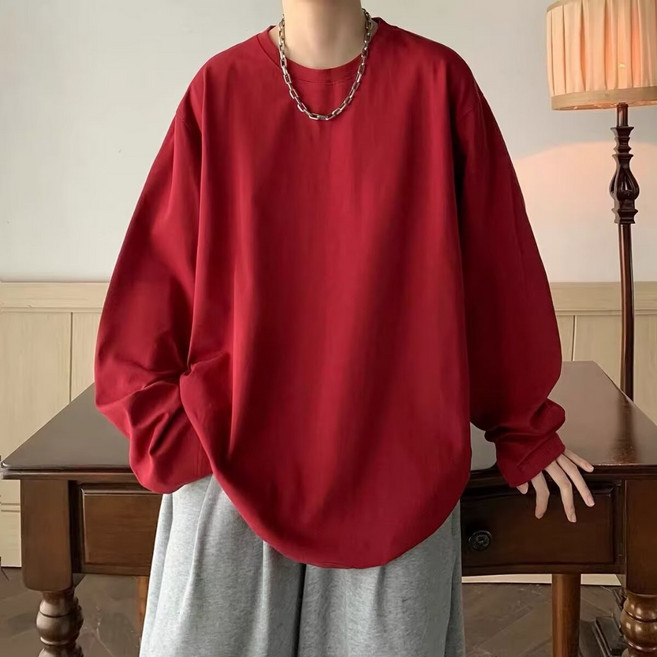 純色長袖大學T 打底衫 男女圓領寬鬆休閒 九色百搭