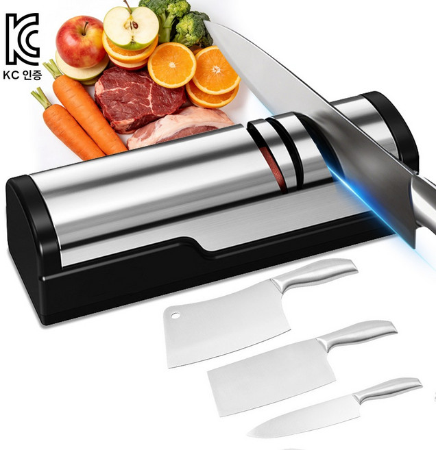 AURRA 전동칼갈이 자동칼갈이 3초 초고속 연마 가정용 업소용 겸용 무선 칼갈이기계 주방용 숫돌 연마기, 1개, 블랙