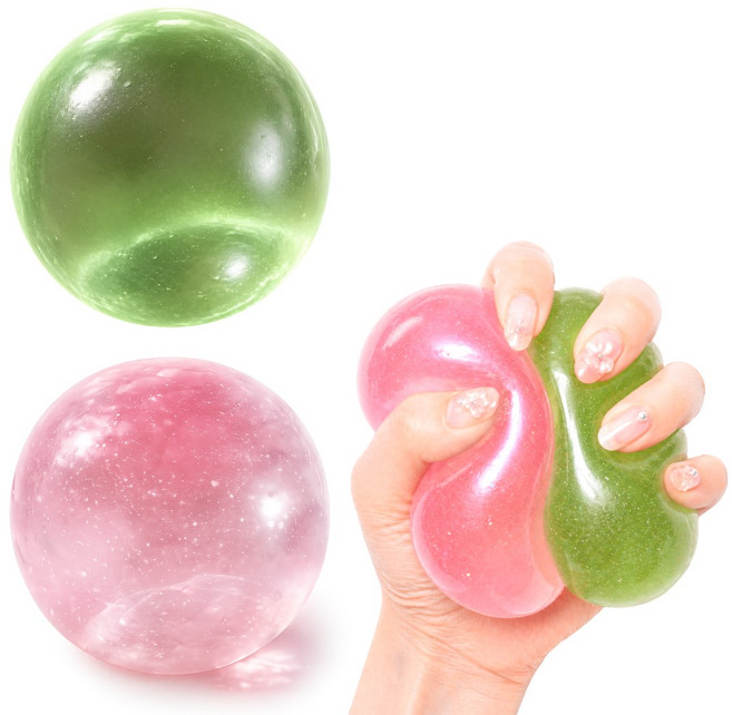 굿즈라이프 뭉클볼 쫀득 말랑이 스트레스볼 스퀴시, 1개, 170g, 핑크+그린