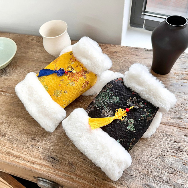 전통 자수 노리개 양털 강아지한복 애견 고양이한복, 블랙, 1개