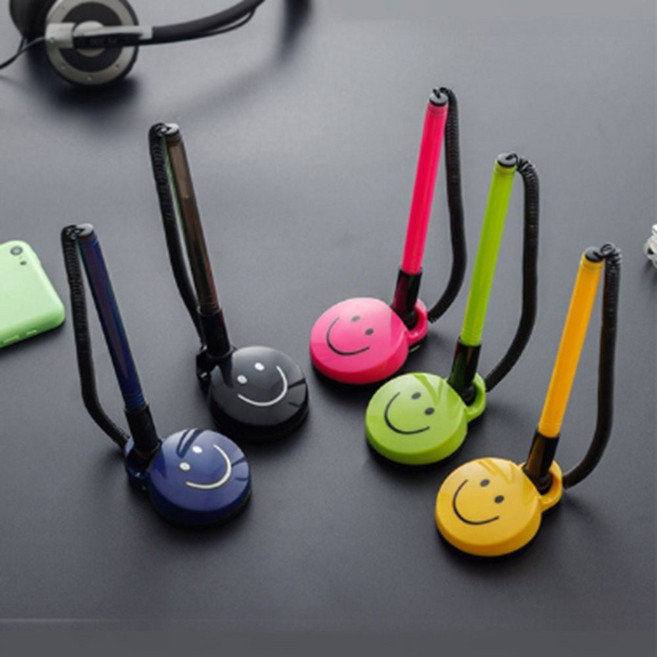 은행볼펜 검정볼펜 사무용볼펜 부착 붙이는 고정 볼펜 스프링 줄 달린 스마일 fuc+46098YP, 옐로우, 본상품선택