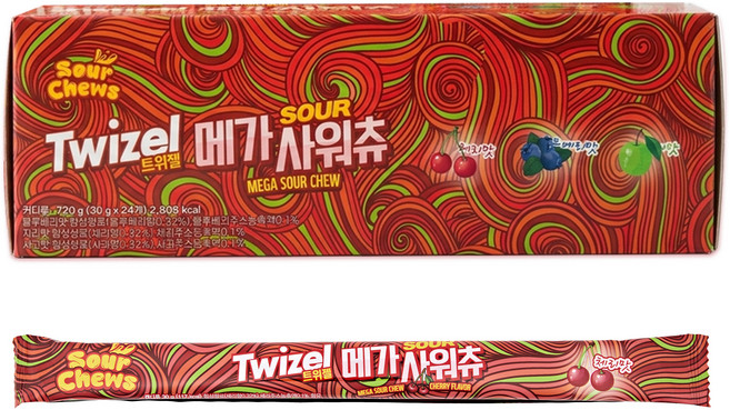 트위젤 메가 사워츄 체리맛, 24개, 30g
