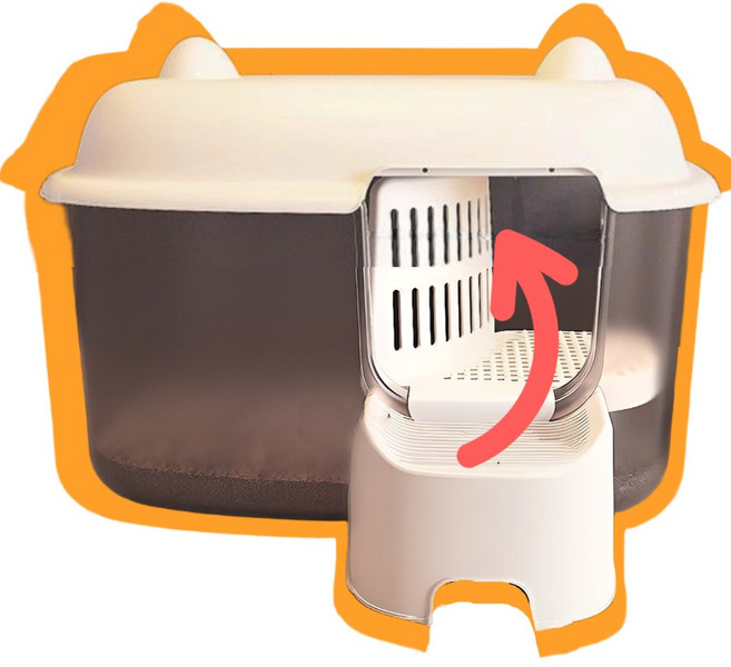 모듀냥 사막화방지 고양이화장실 통로 S형 복도형 후드형 대형 쾌적한, 1개, 반투명흰색