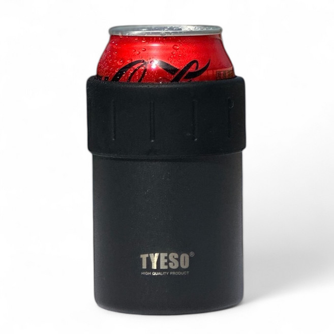 [텀블러겸용] 진공 캔쿨러 작은 맥주 콜라 보냉 홀더 355ml, 1개, 블랙