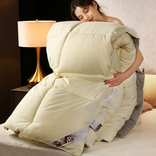 한겨울 무거운 이불 구스다운 거위털 기숙사 거위털, 그레이베이지