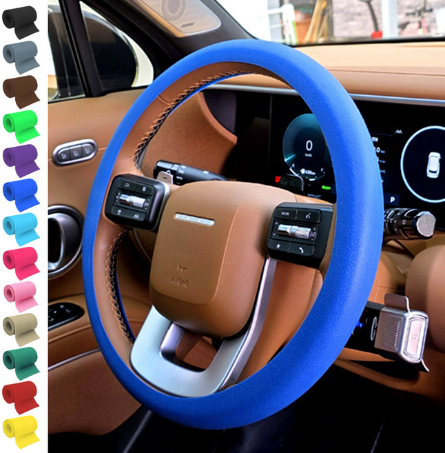 우하나 핸들 커버 차량용 핸들커버 자동차 차량용품 실리콘 핸들카바, 그린