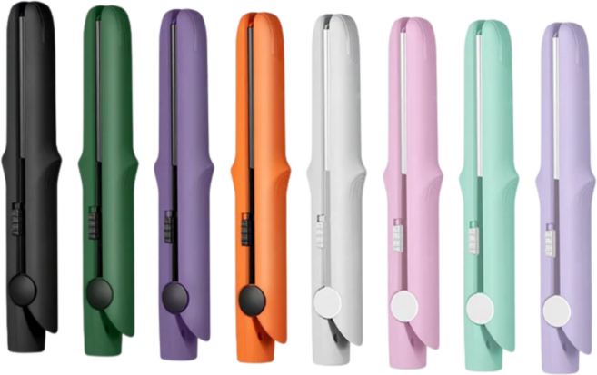 1+1 미니 판고데기 생머리 및 머리 양용 앞머리용 초소형 휴대용 세라믹 매직기 찰랑이는 모발손상 최소화, [1+1](2개)오렌지*1+블랙*1