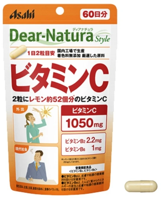 Asahi 디어 내츄라 비타민C 1050mg 캡슐, 2개, 120정 - 쿠팡