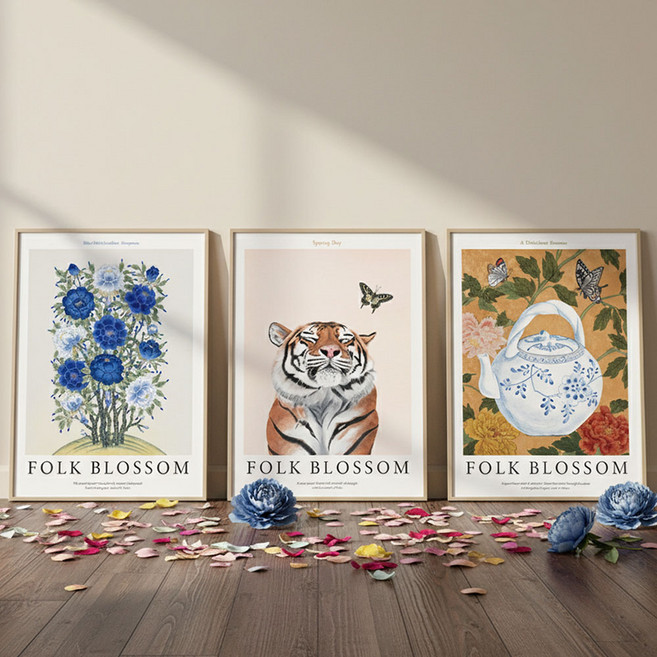 민화 호랑이 김제민 작가 3종 포스터 세트 A3 42cm