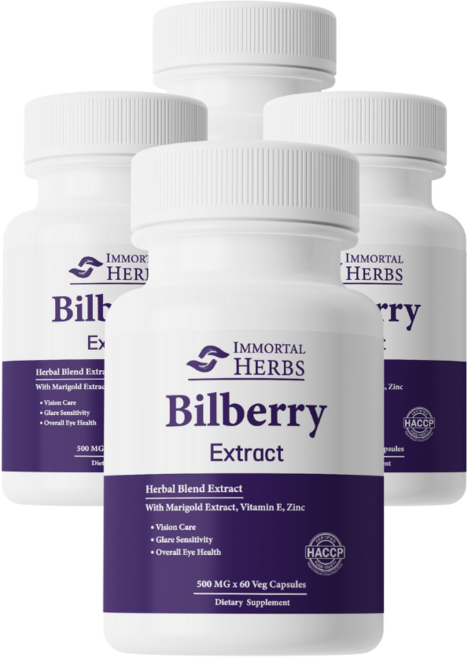 Immortal Herbs 뉴질랜드 프리미엄 루테인 + 제아잔틴 빌베리 추출물 캡슐 눈 1000 mg 건강, 4개, 60정