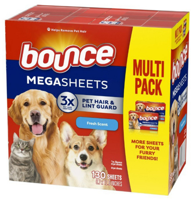 바운스 펫 반려동물 털 제거 드라이시트 건조기 섬유유연제 130매, 1개, 1개입