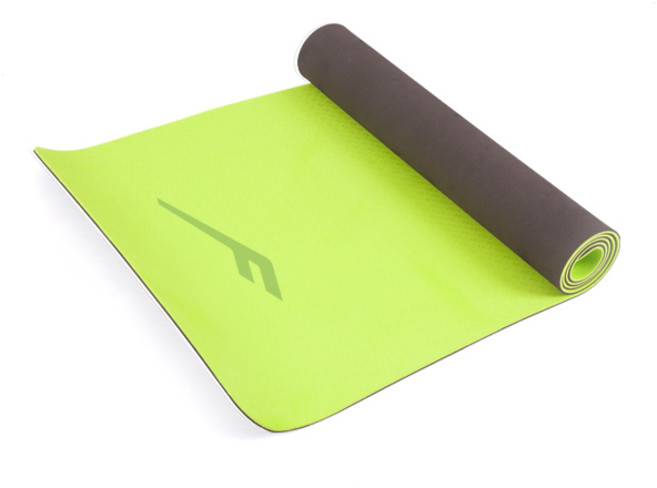 프로스펙스 양면 요가매트 6mm, 다크브라운 + 라임