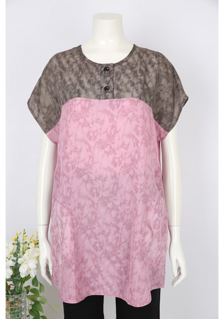 70%세일 인견하우스 풍기인견 블라우스 돌먼라운드주머니블라우스-브라운+핑크