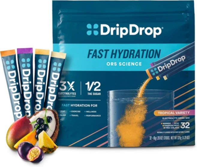 DripDrop 전해질 분말 패킷 망고 아사이 패션프루트 피냐 콜라다 32개 드립드롭, 1개, 320g - 쿠팡