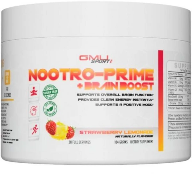 Nootro-Prime Boost - Focus Supplement - Mushroom Supplement Powder with Alpha GPC Nootropic Suppl, Strawberry Lemonade, 6.46 Ounce (Pack of 1), 1개 - 쿠팡