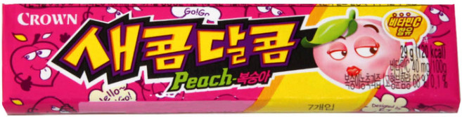 크라운제과 새콤달콤 복숭아 29g 단품 츄잉 카라멜 비타민C 군것질, 1개