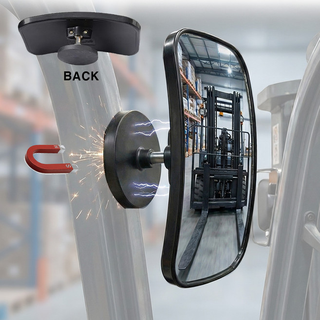 [LxU] 지게차 마그네틱 광각 보조 백미러 사각지대 실내 사이드머러, 1개, 블랙