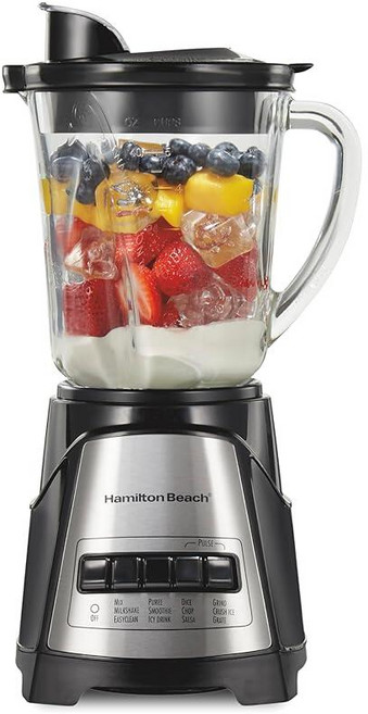 Hamilton Beach 58148A 블렌더 투 퓨레 - 얼음 분쇄 셰이크와 스무디 만들기 1183ml(40온즈) 유리병 12가지 기능 블랙 및 스테인리스, Black and Stainless Steel, 2 40 oz. Glass Jar & 3 Cup Veg