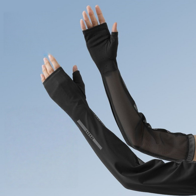 Makone 남녀공용 여름 운전 쿨링 팔토시 고탄력 자외선차단 아이스 얇은 망사 메쉬 라이딩 쿨 롱 토시