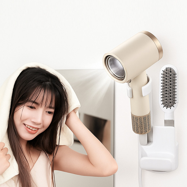 미니플 쁘띠 드라이기 무타공 거치대, 블랙, 1개