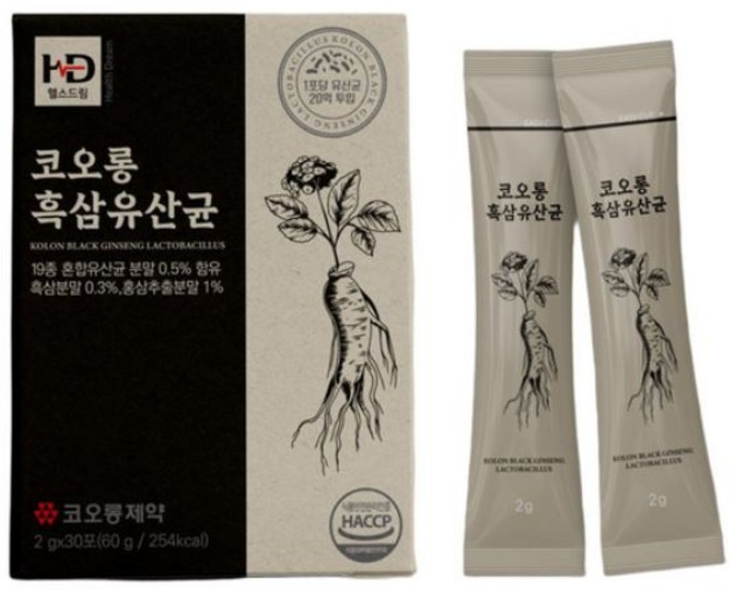 [코오롱제약] 흑삼유산균 2g x 30포/1개월분, 60g, 1박스