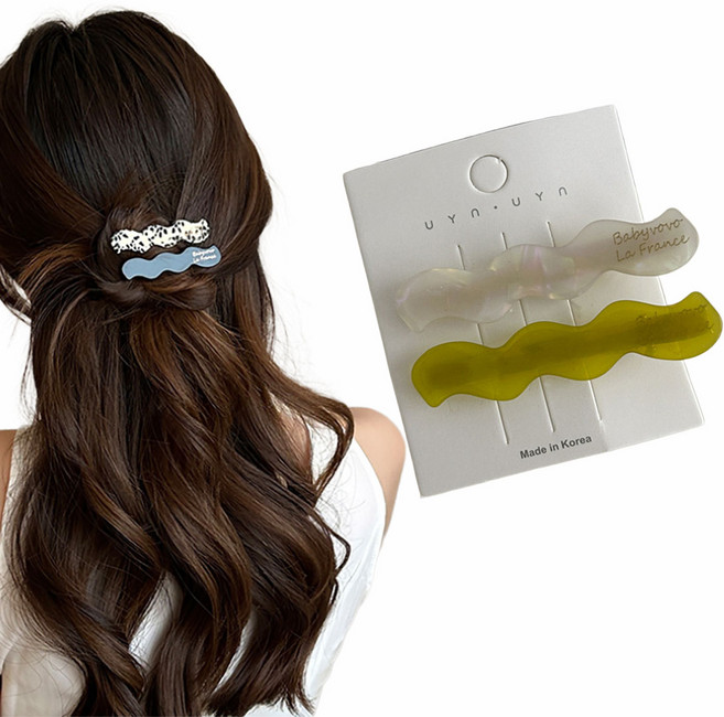 [HANNAL] 아세테이트 프랑스 롱 물결집게핀세트