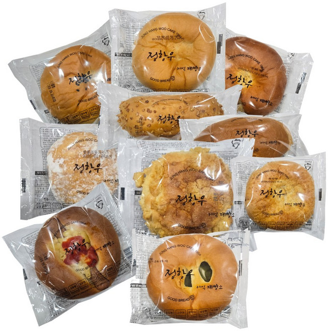 무방부제 수제빵 베이커리 단팥빵 천원빵 랜덤발송, 10개, 90g