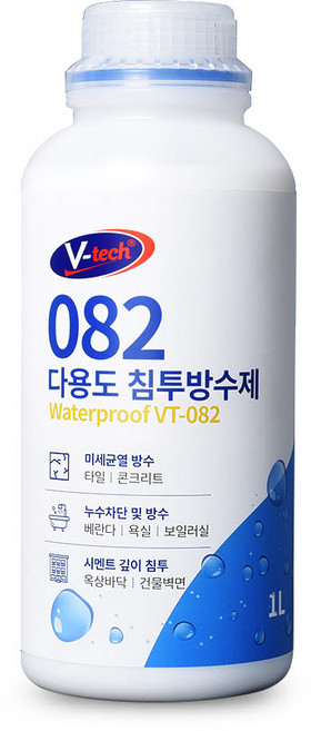 토탈하우스 브이텍 082 다용도 침투방수제 1L 시멘트 깊이 침투 미세균열방수 VT-082 가정용 DIY용 1338, 1병
