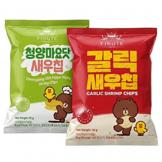 피뉴트 새우칩 갈릭 90g+청양마요 90g 반반세트, 10개, 90g