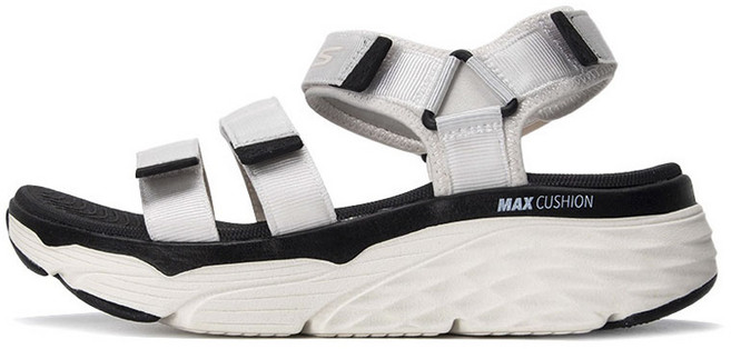 스케쳐스 여성 맥스 쿠셔닝 벨크로 스포츠 캐주얼 샌들 140218-WHT
