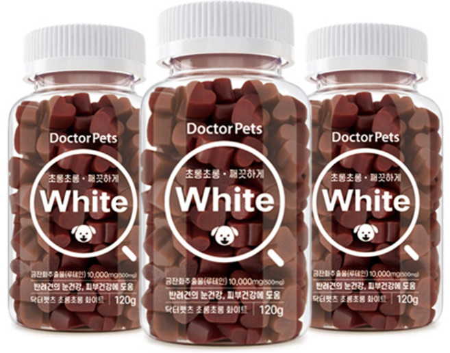 강아지 눈 영양제 눈물자국 백내장예방 시력개선 고함량 닥터펫츠 120g 3세트, 120정, 눈물개선/눈건강, 3개